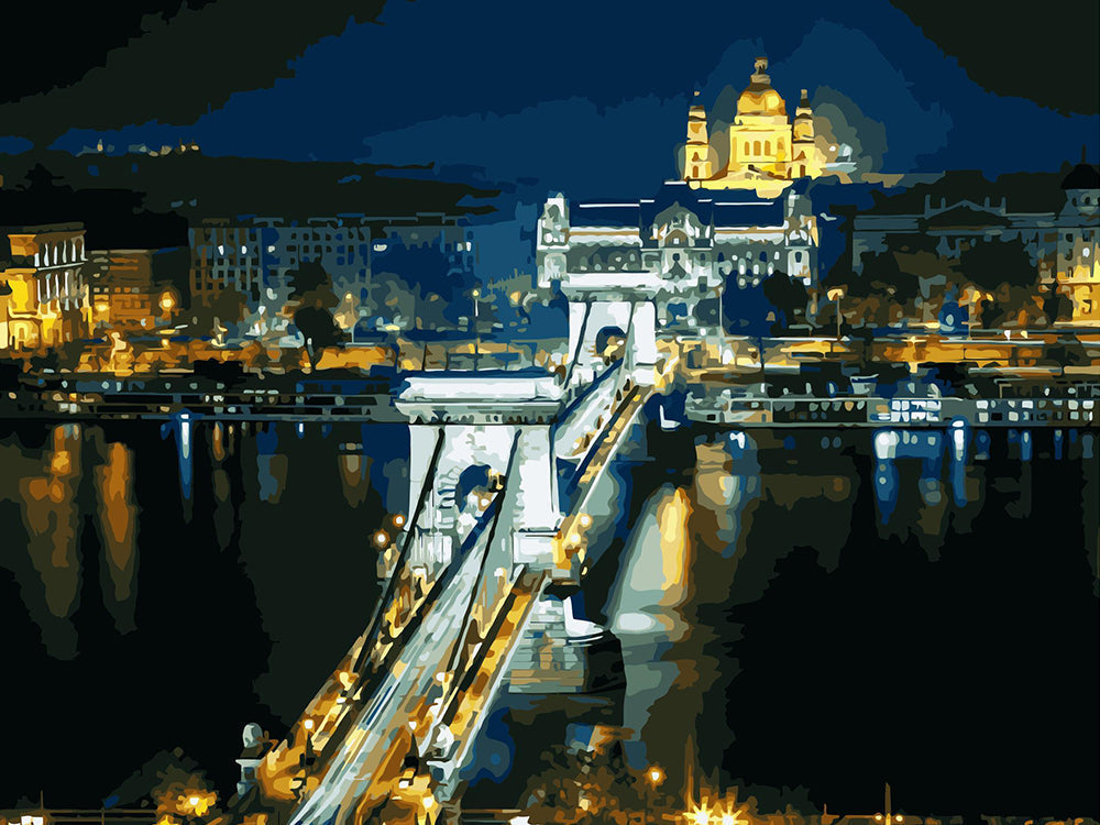 Széchenyi-Kettenbrücke, Ungarn Schilderen op Nummers
