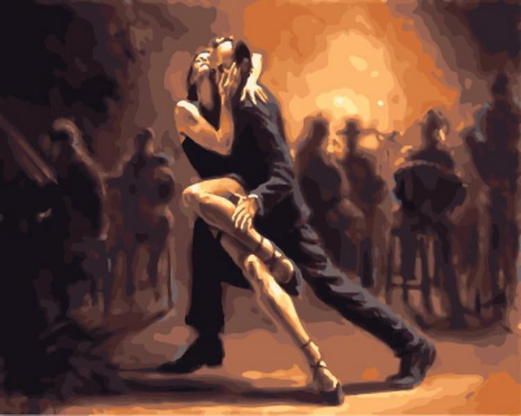 Tango Dansers op de Dansvloer Schilderen op Nummers