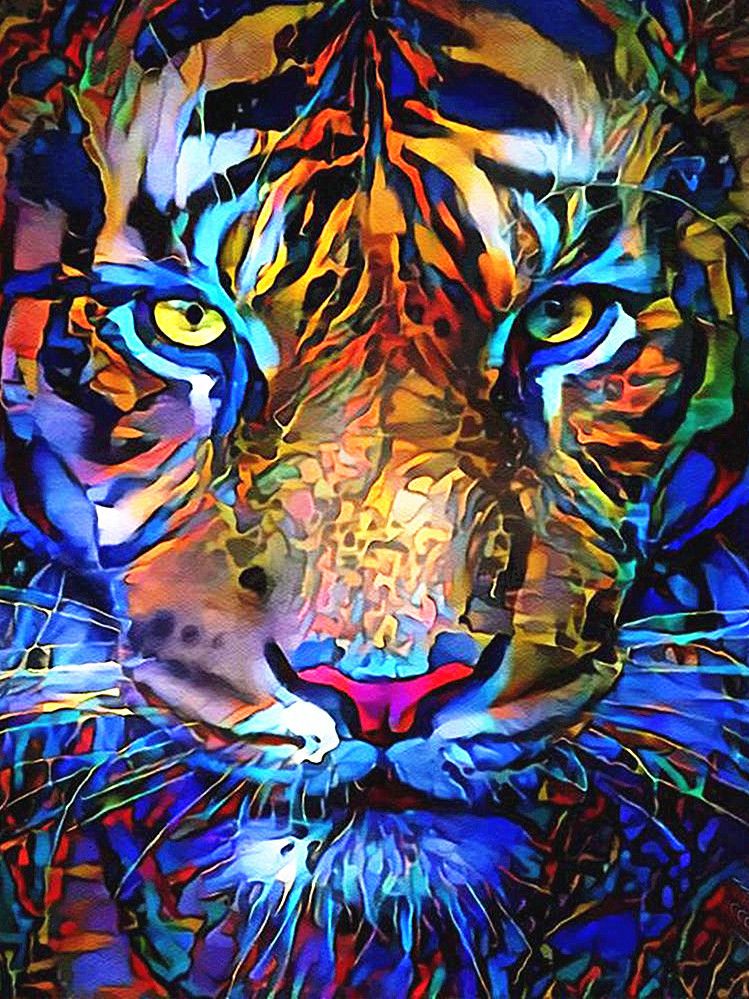 Tijger en Blauw Licht Schilderen op Nummers