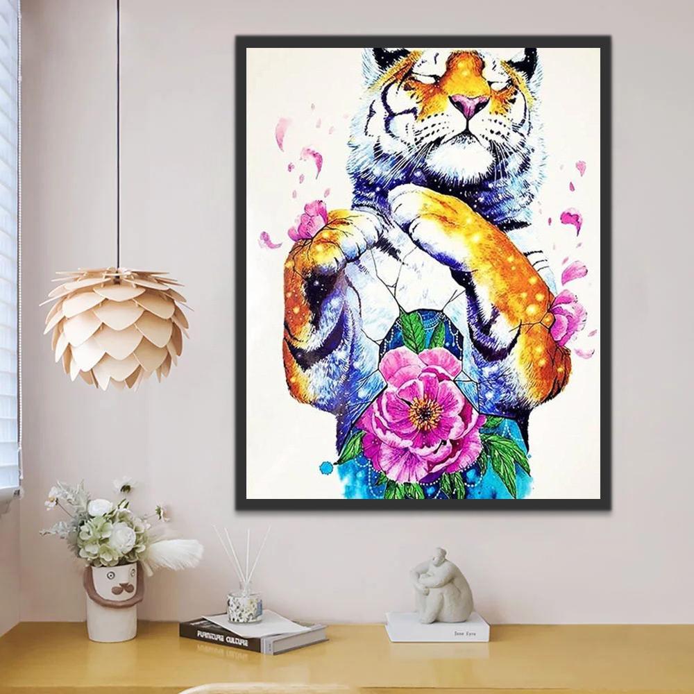 Tijger met Bloem Schilderen op Nummers