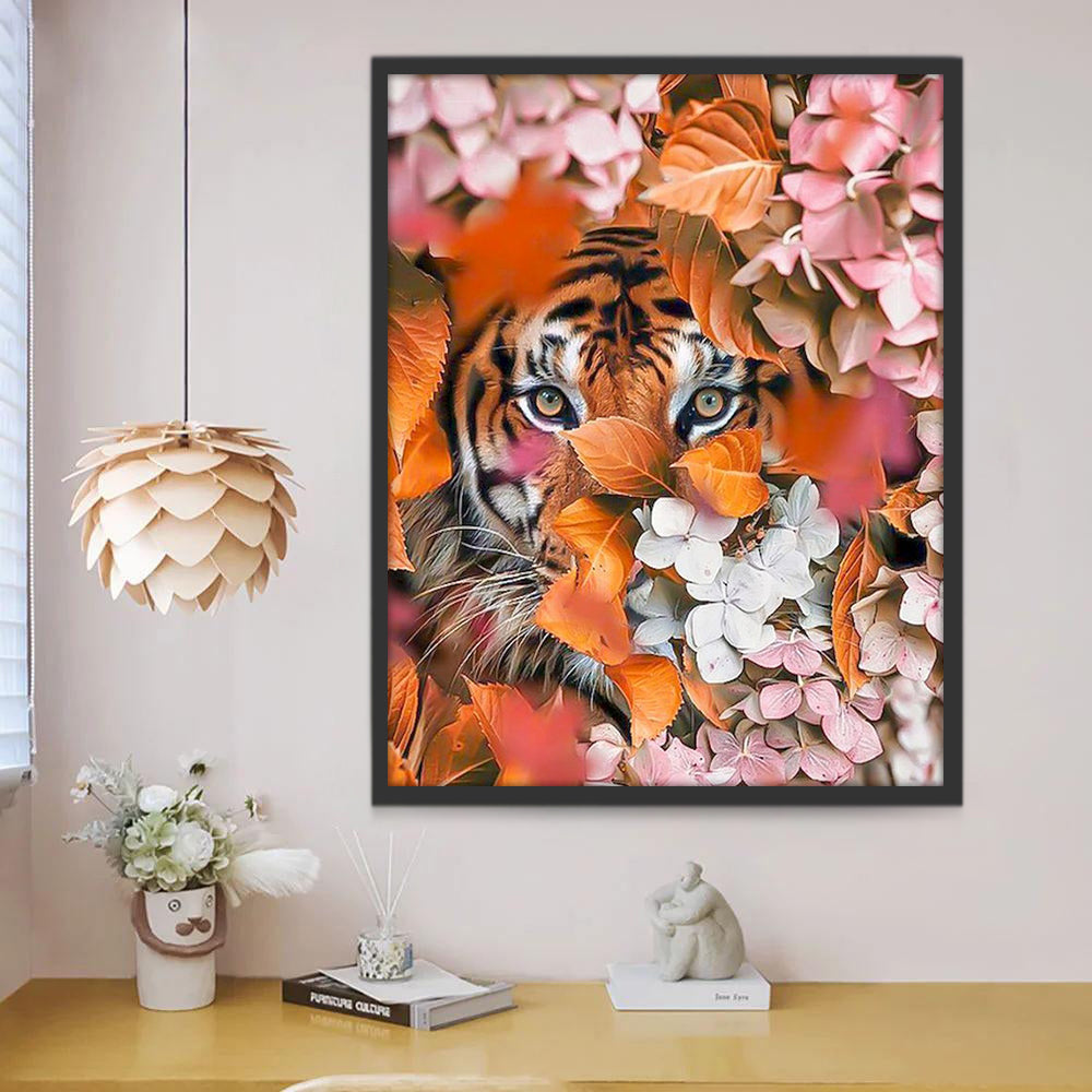 Tijger Verstopt in de Bloemen Schilderen op Nummers