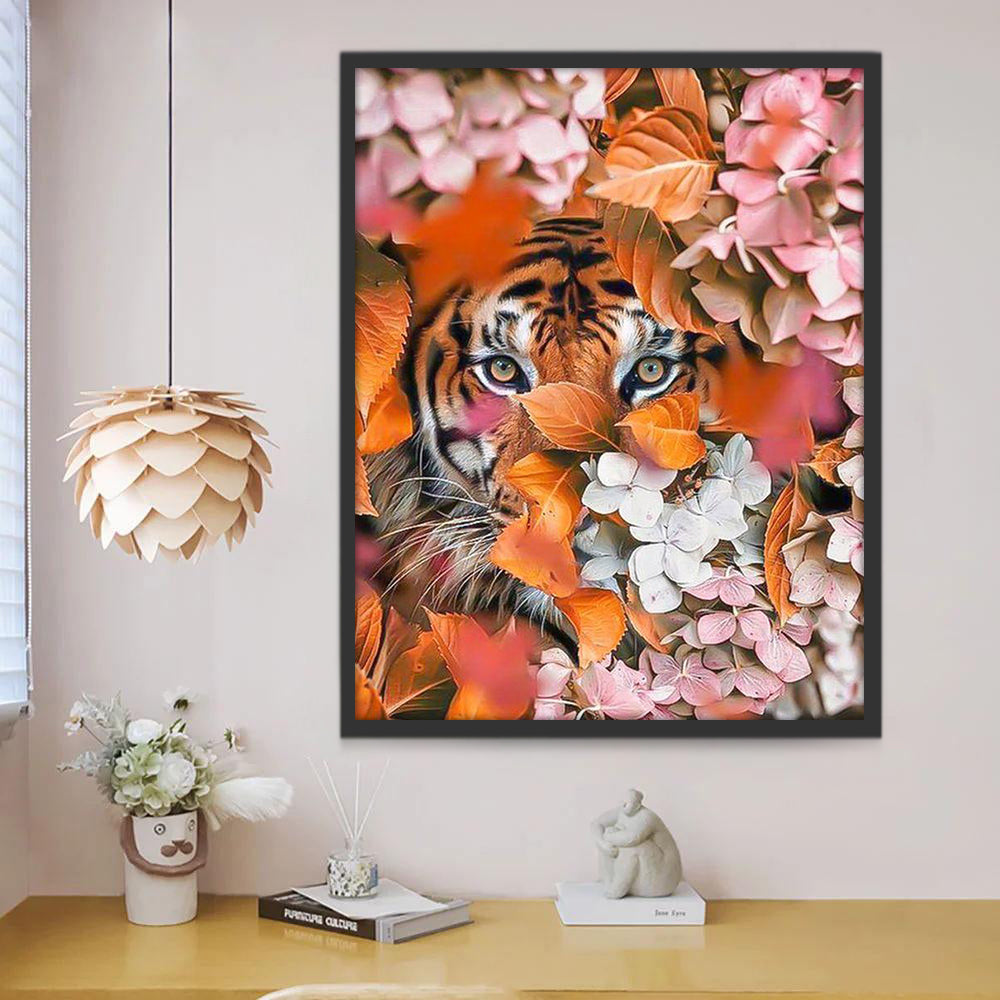 Tijger Verstopt in de Bloemen Schilderen op Nummers