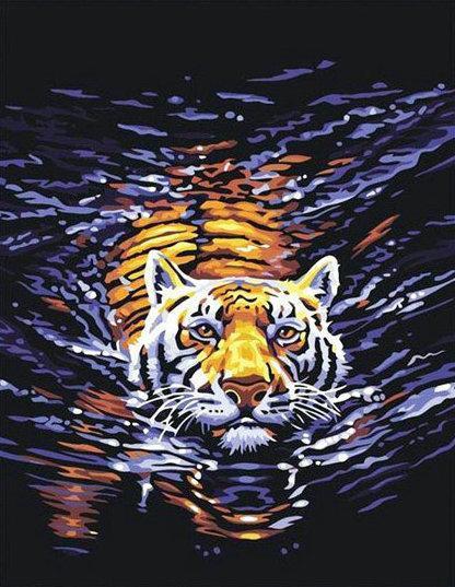 Tijger Zwemmend in het Water Schilderen op Nummers