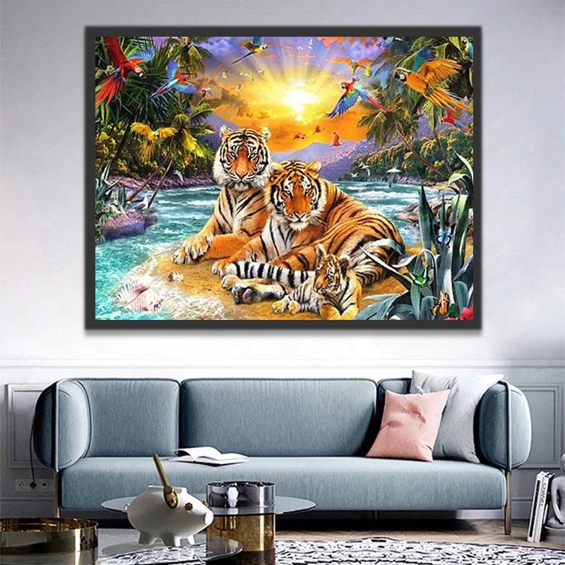Tijgerfamilie in de Jungle Schilderen op Nummers