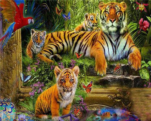 Tijgers in de Jungle Schilderen op Nummers