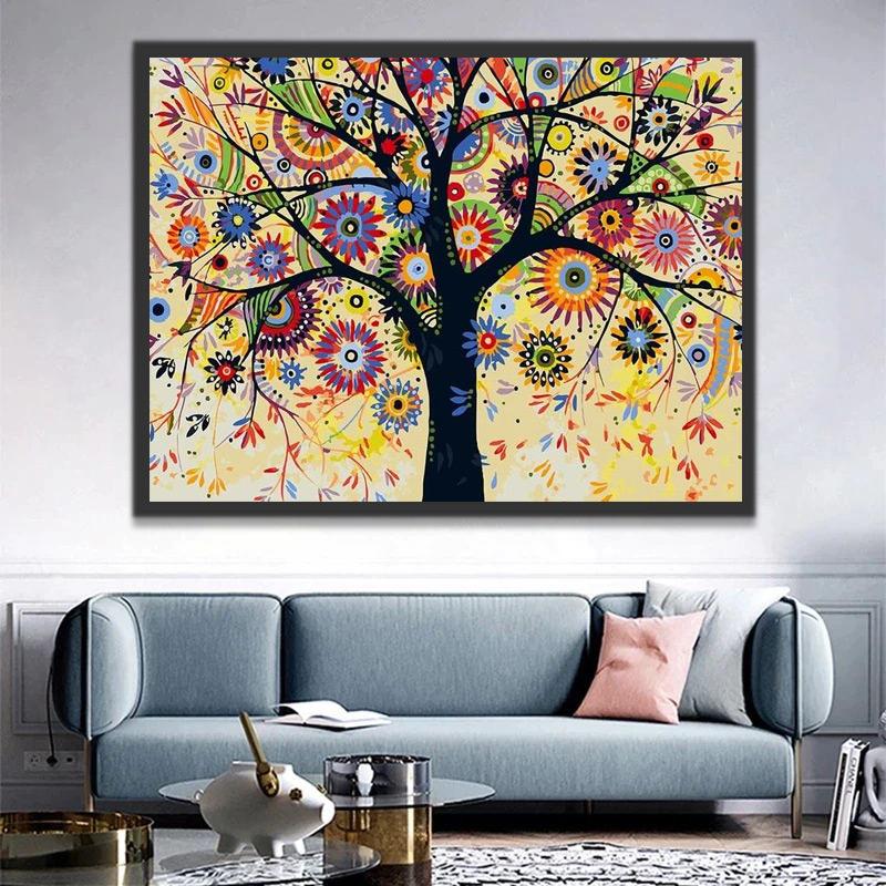 Tree with Multicolored Flowers Schilderen op Nummers