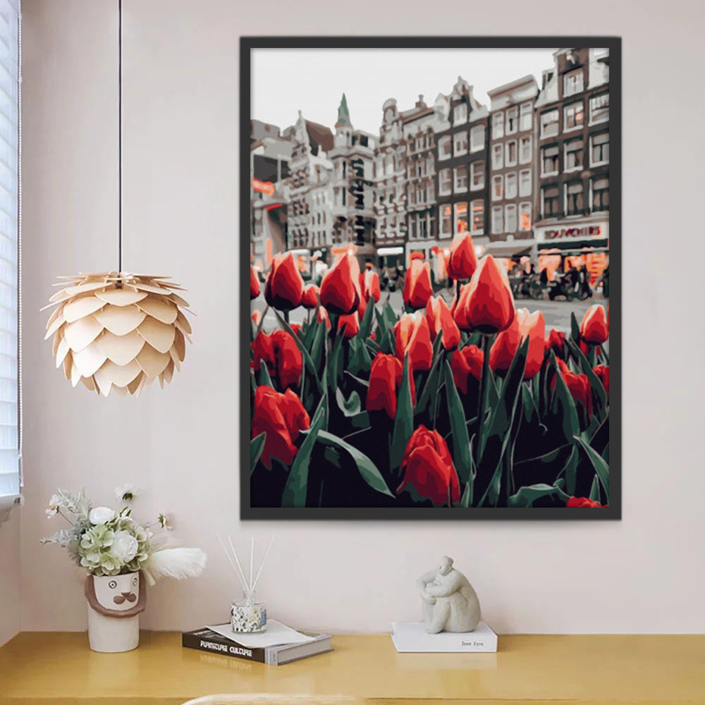 Tulpen aan de Kant van de Weg Schilderen op Nummers