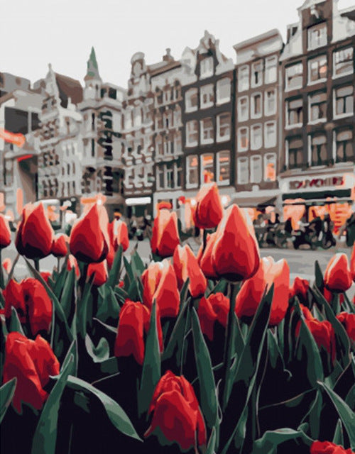 Tulpen aan de Kant van de Weg Schilderen op Nummers