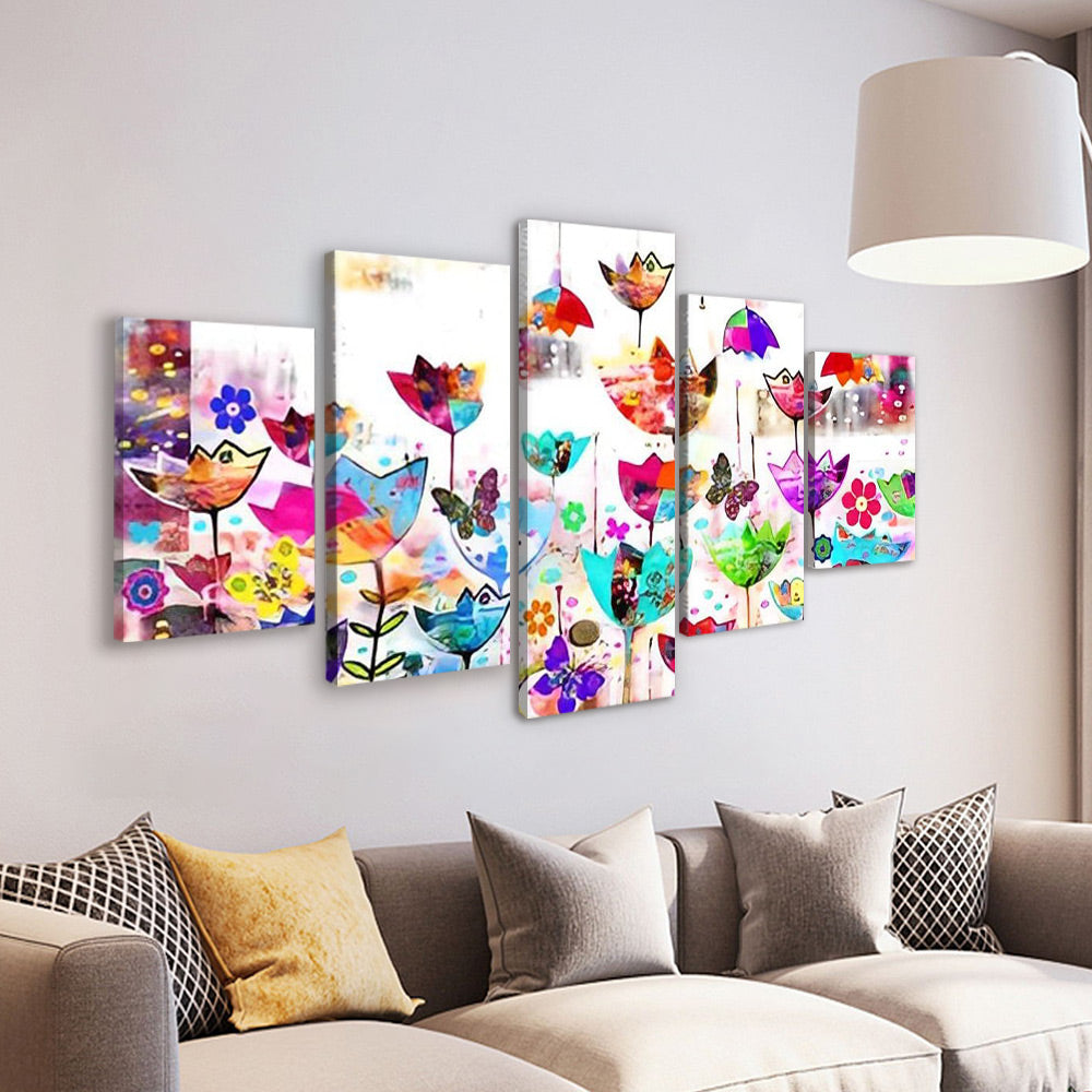Tulpen en Vlinders 5 Platen Schilderen op Nummers