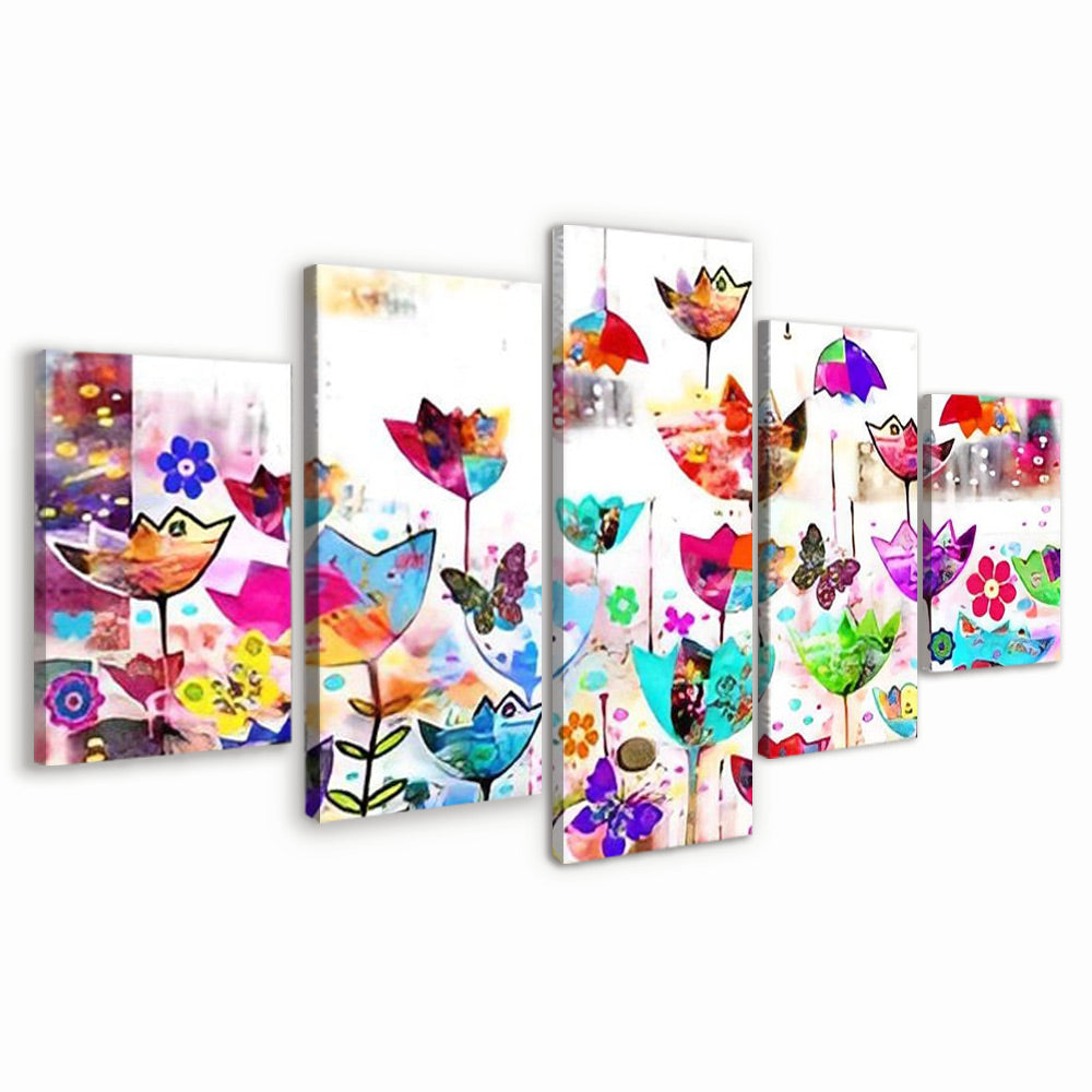 Tulpen en Vlinders 5 Platen Schilderen op Nummers