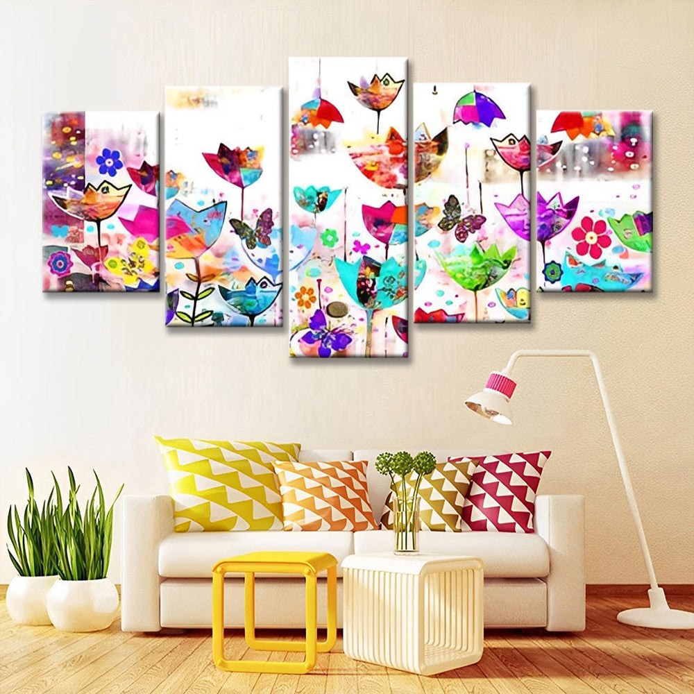 Tulpen en Vlinders 5 Platen Schilderen op Nummers
