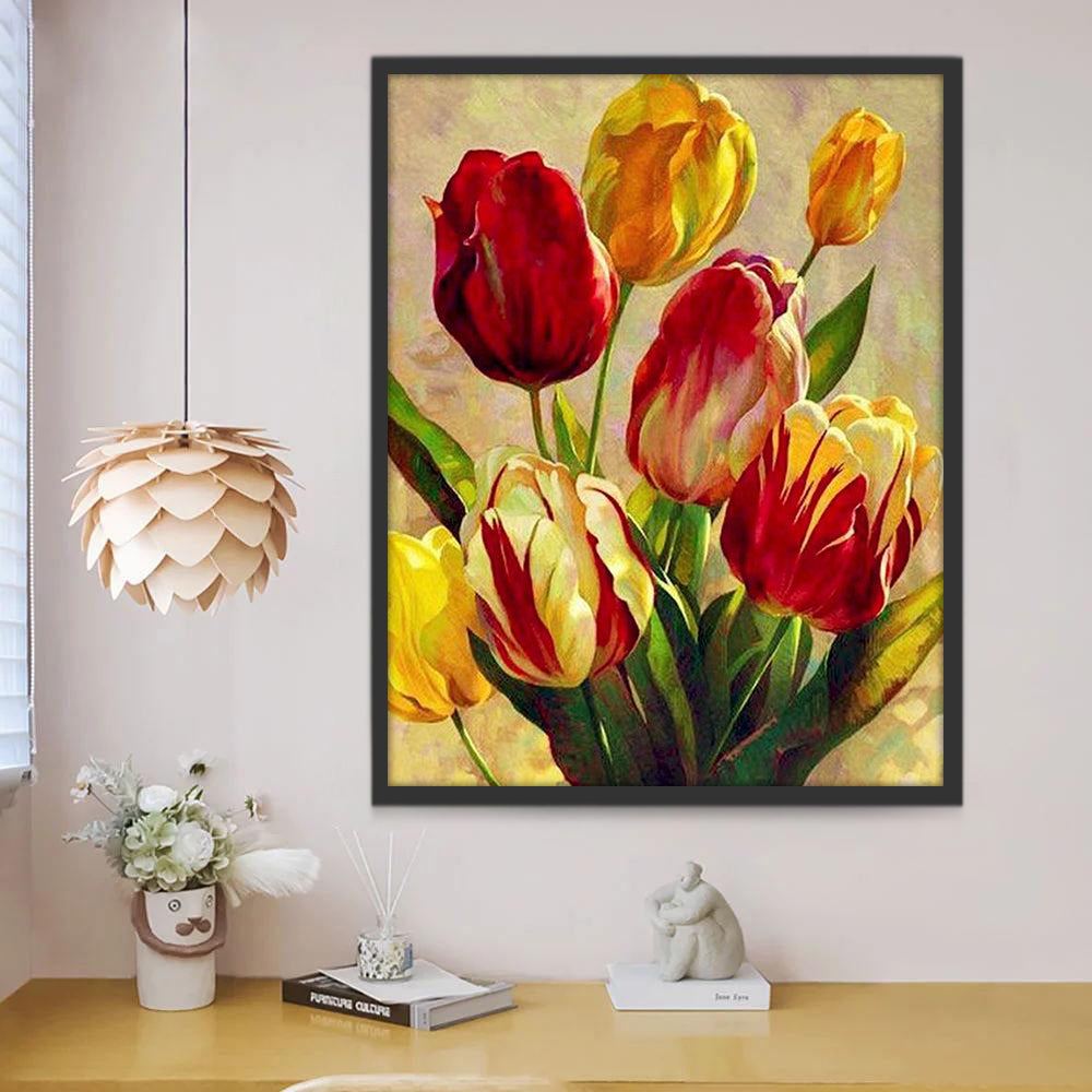 Tulpen in olieverfschilderijstijl Schilderen op Nummers