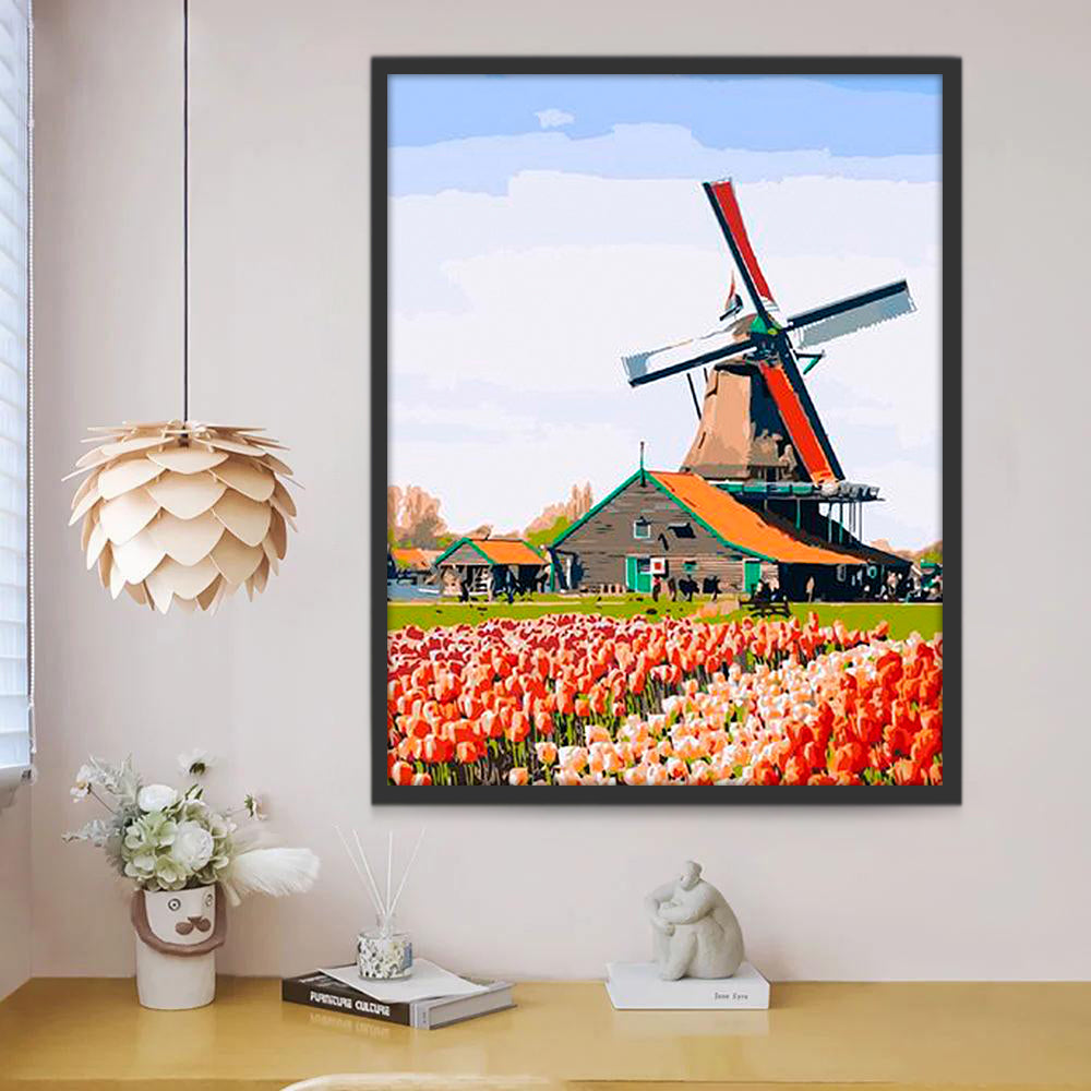 Tulpenvelden en Windmolen Schilderen op Nummers