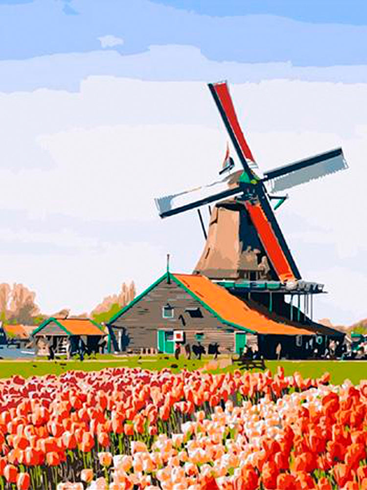 Tulpenvelden en Windmolen Schilderen op Nummers