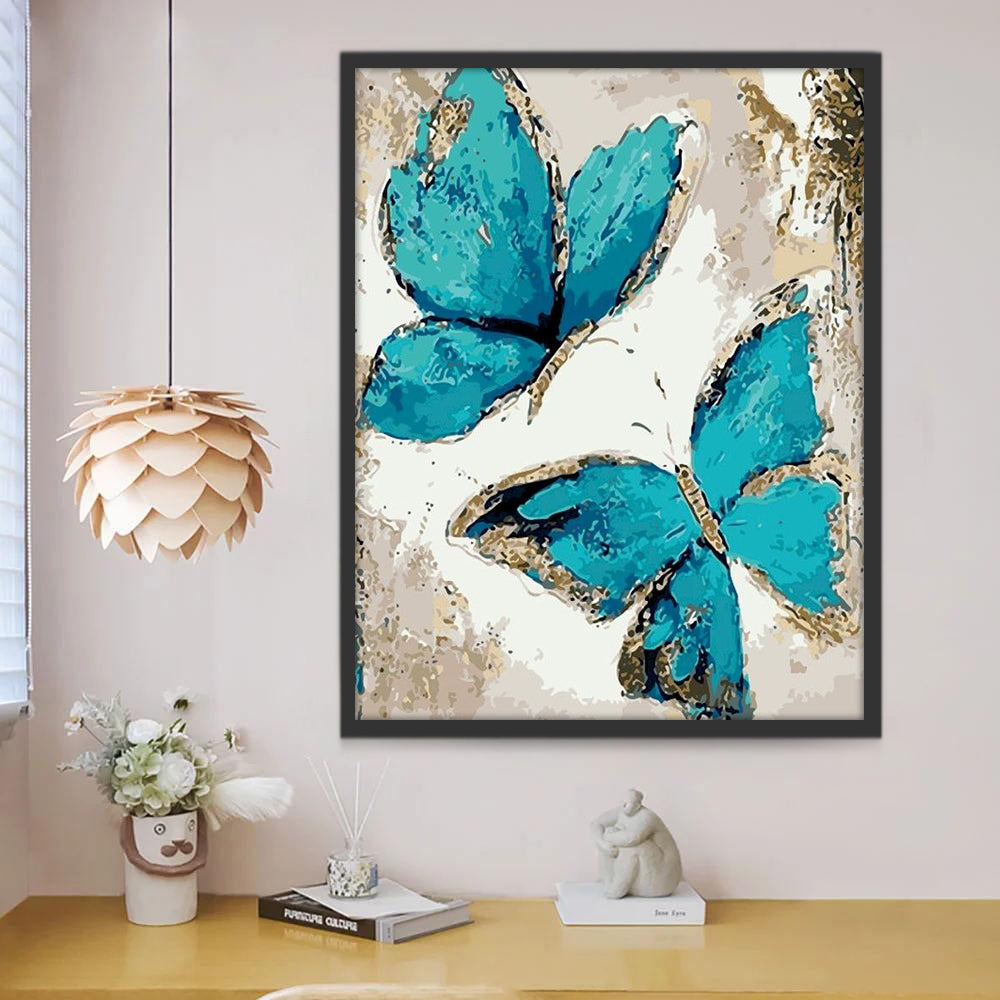 Twee Blauwe Vlinders Schilderen op Nummers