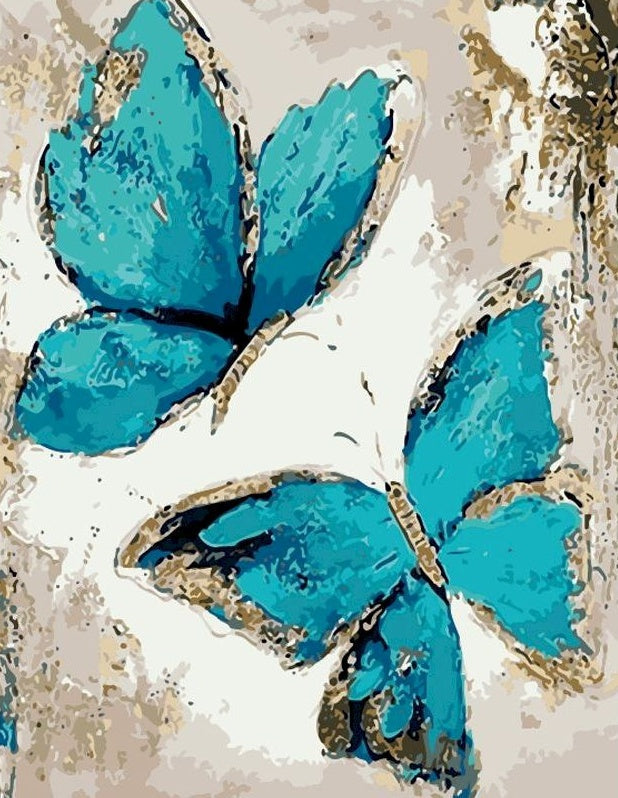 Twee Blauwe Vlinders Schilderen op Nummers