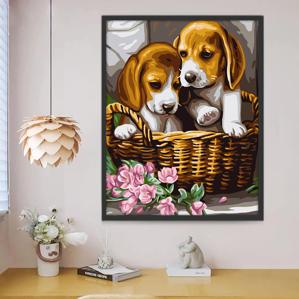 Twee Gekrenkte Beagles Schilderen op Nummers