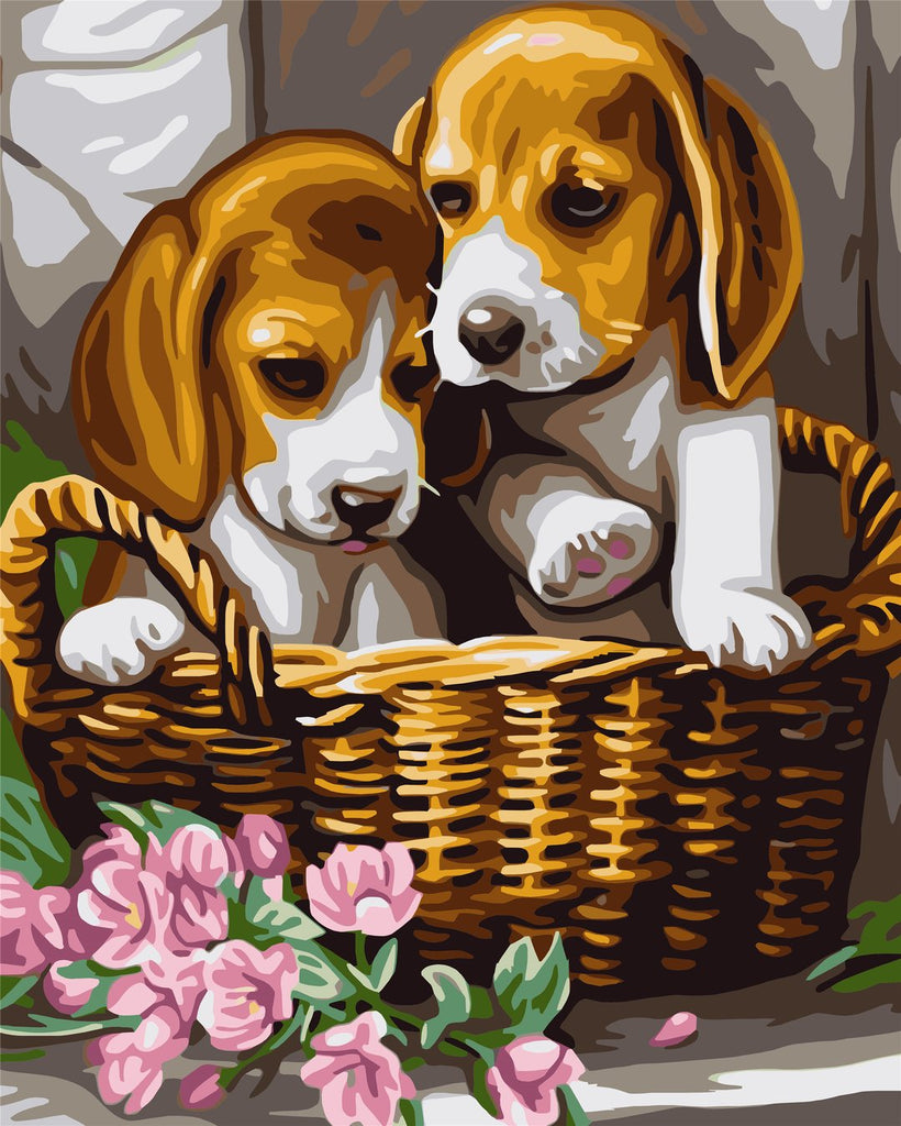 Twee Gekrenkte Beagles Schilderen op Nummers