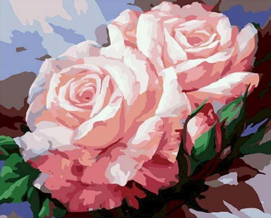 Twee Grote Roze Rozen Schilderen op Nummers