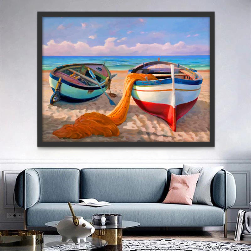 Twee Kleine Boten op het Strand Schilderen op Nummers