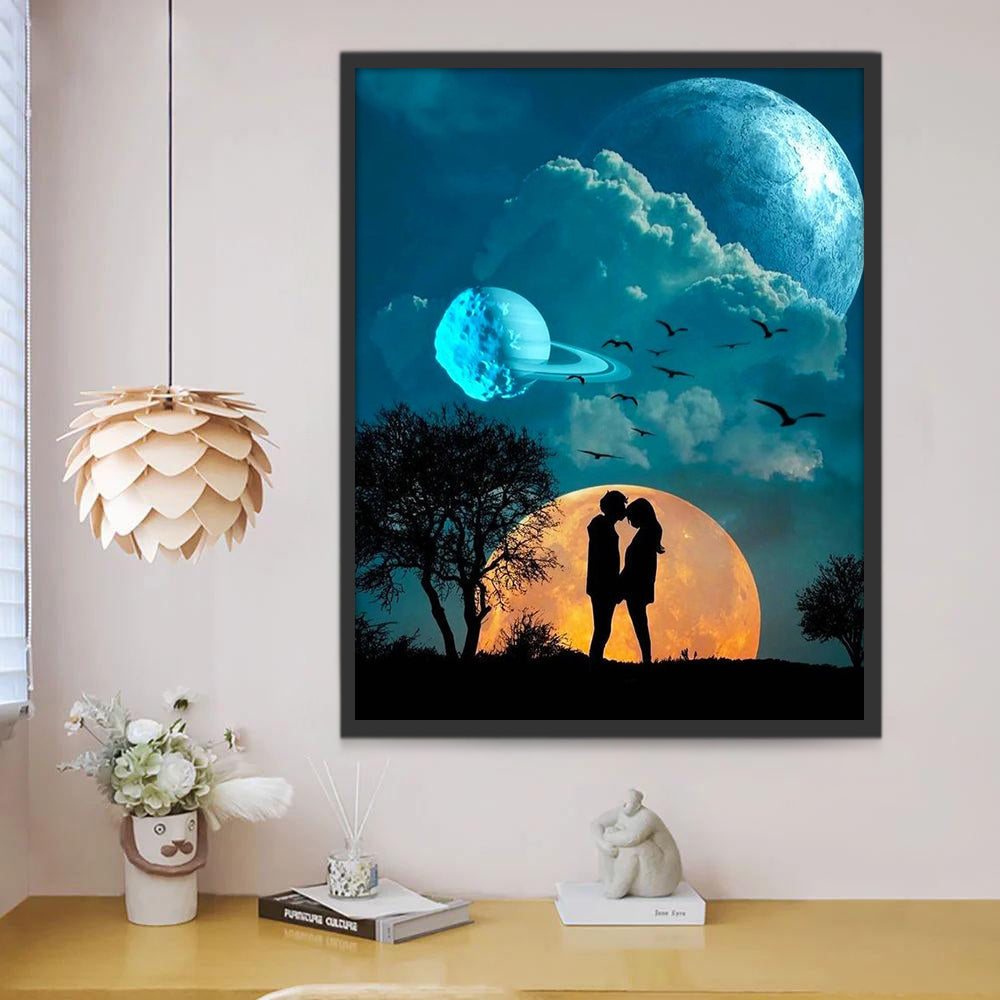 Twee Mannen onder een Planeet Schilderen op Nummers