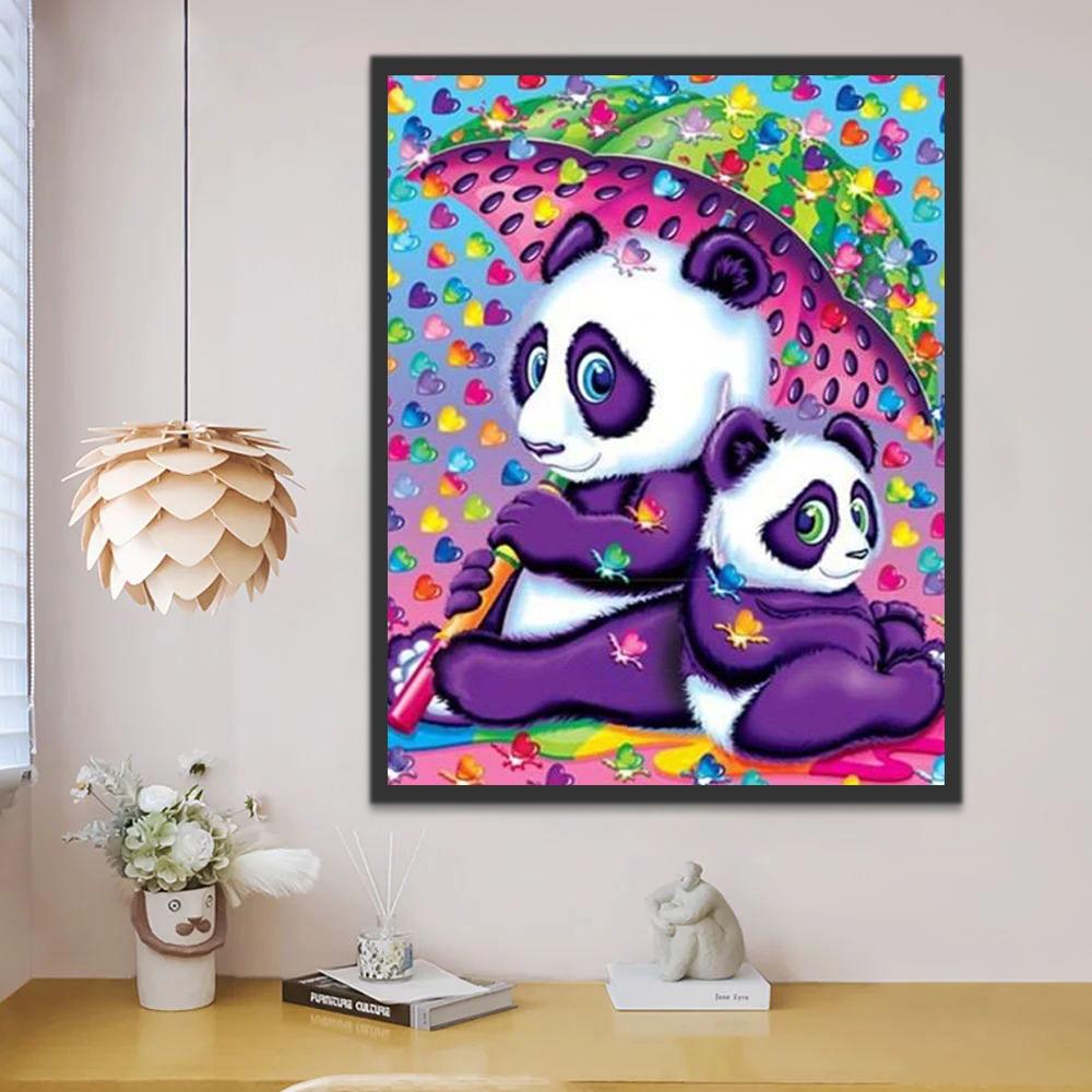 Twee Pandas onder de Paraplu Schilderen op Nummers