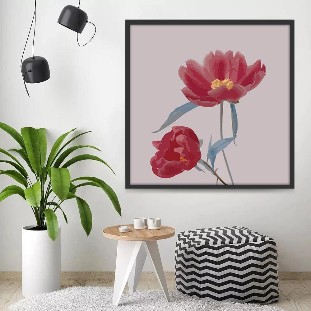 Twee rode bloemen Schilderen op Nummers