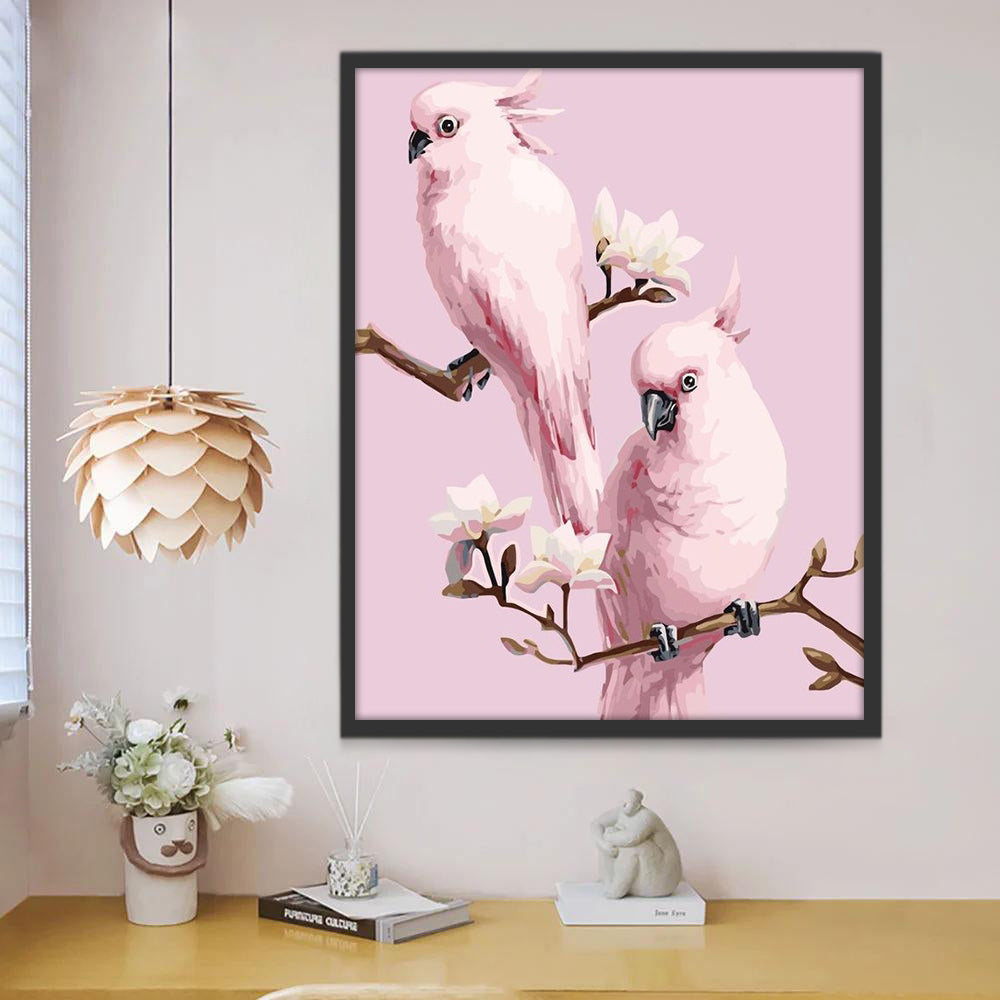Twee Roze Vogels Schilderen op Nummers
