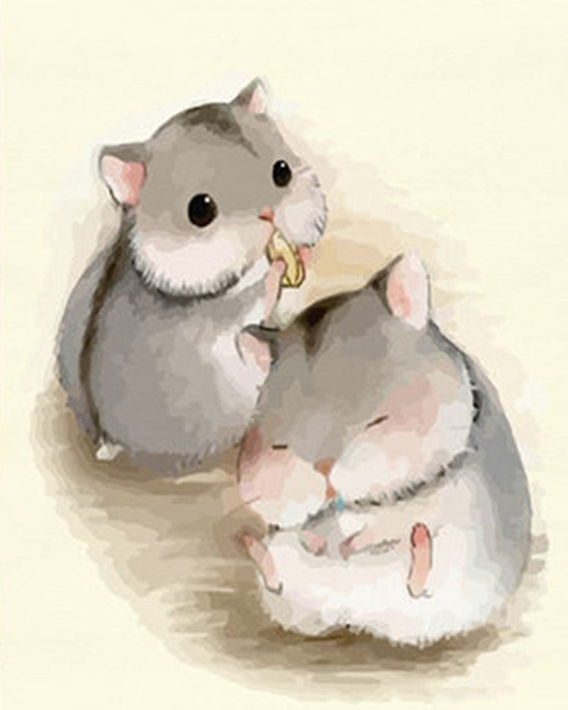 Twee Schattige Hamsters Schilderen op Nummers