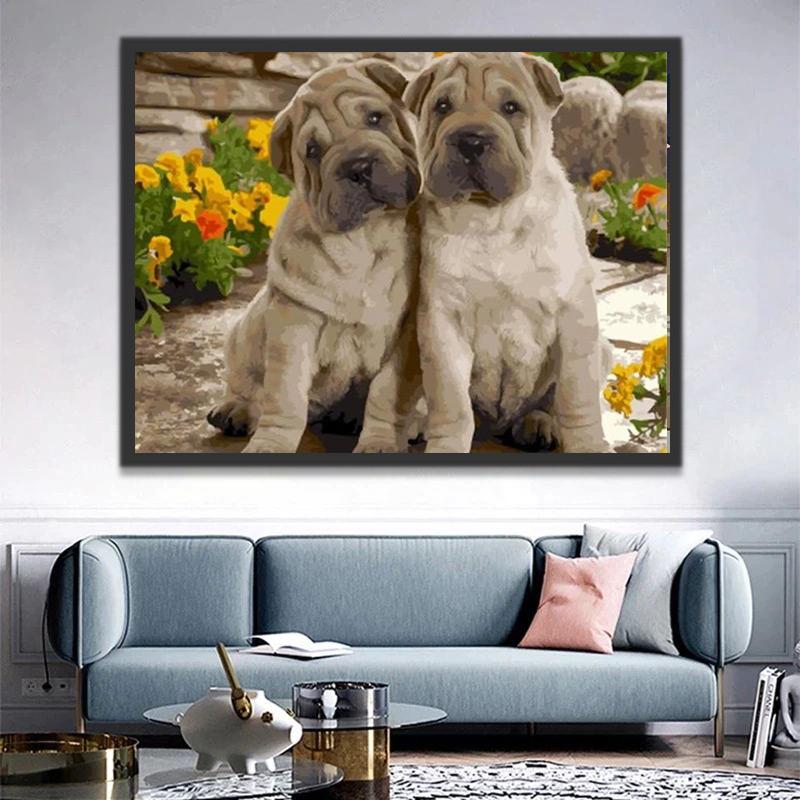 Twee Shar Peis Schilderen op Nummers