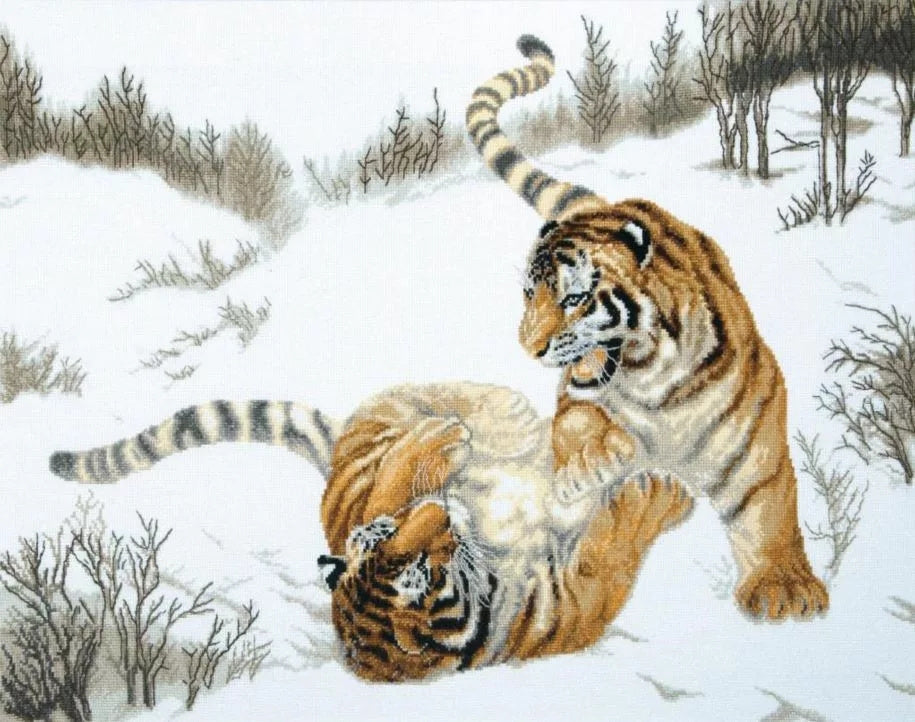 Twee Vechtende Tijgers in de Sneeuw Schilderen op Nummers