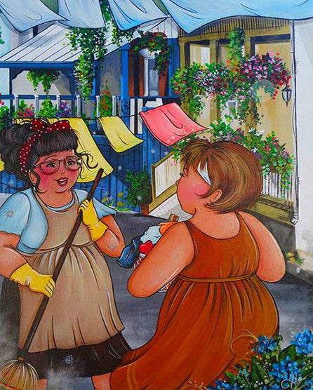 Twee Vrouwen Praten Schilderen op Nummers
