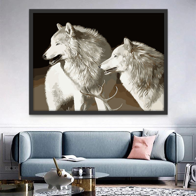 Twee Witte Wolven Schilderen op Nummers
