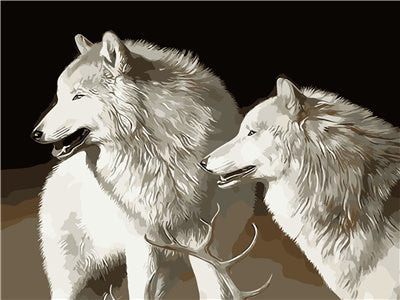 Twee Witte Wolven Schilderen op Nummers