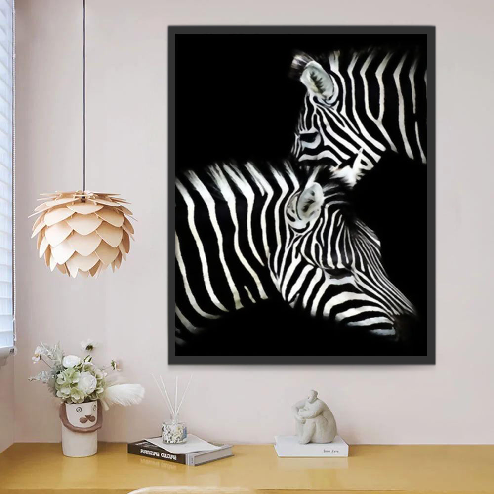 Twee Zebras in het Donker Schilderen op Nummers