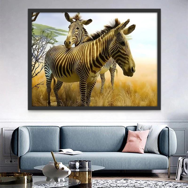 Twee Zebras op de Savanne Schilderen op Nummers