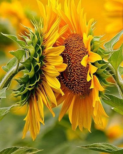 Twee Zonnebloemen naast elkaar Schilderen op Nummers