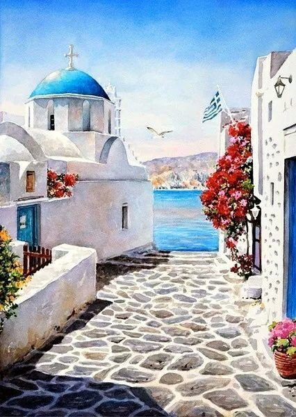 Typisch Mediterraan Dorp Schilderen op Nummers