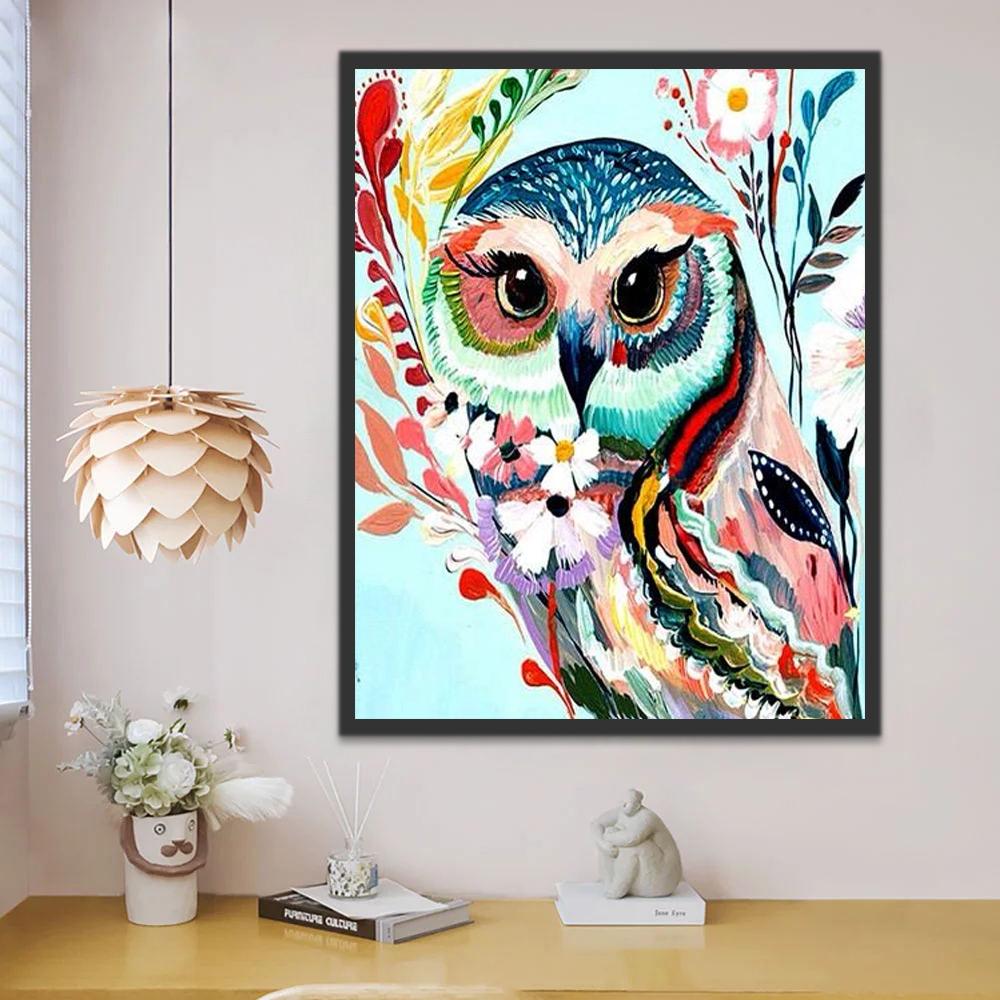 Uil in Aquarelstijl Schilderen op Nummers