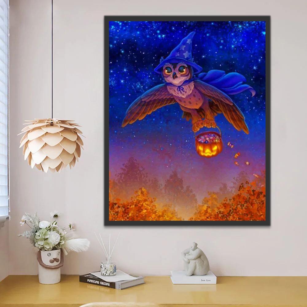 Uil met Halloweensnoep Schilderen op Nummers