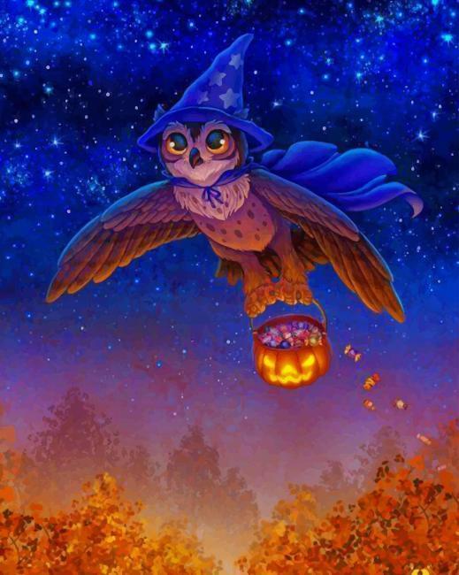 Uil met Halloweensnoep Schilderen op Nummers