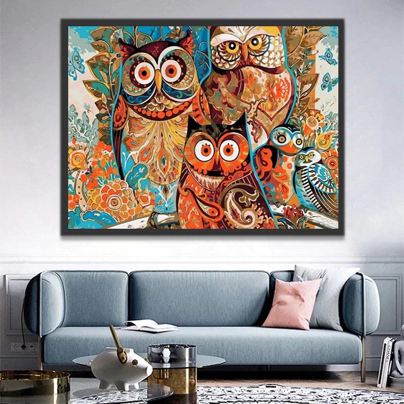 Uilen met Abstract Patroon Schilderen op Nummers