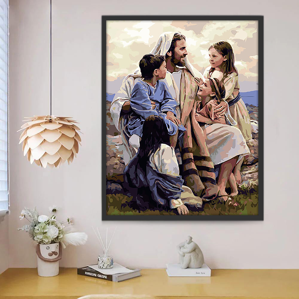 Vader en Zijn Kinderen Christendom Schilderen op Nummers