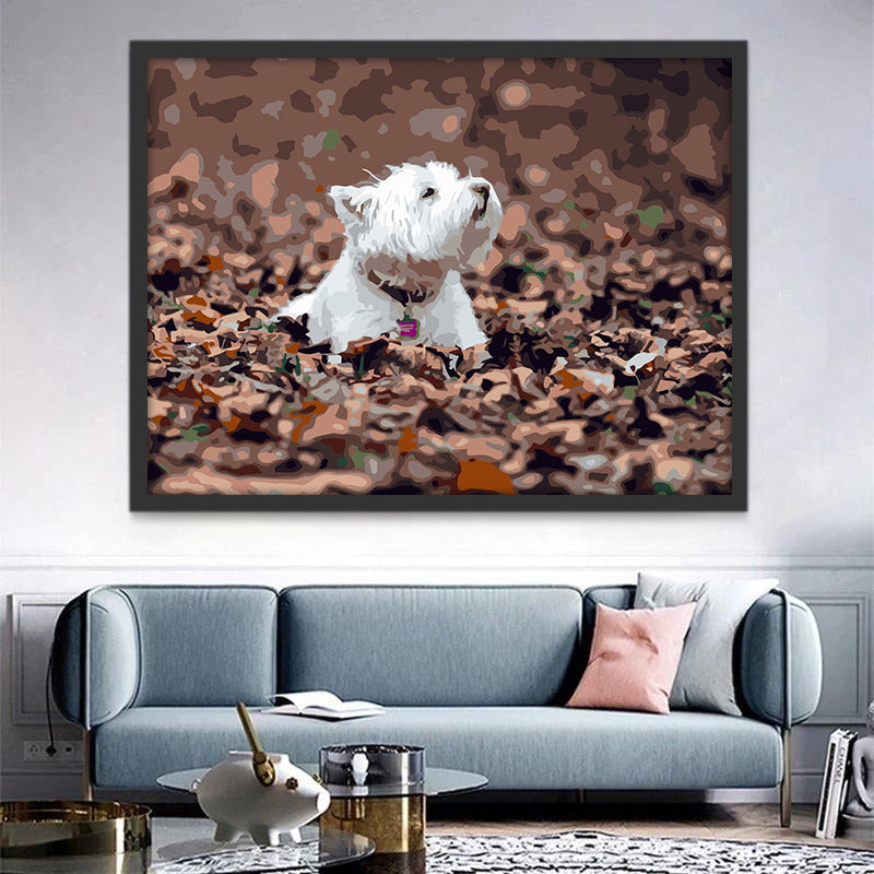 Vallende Bladeren en West Highland Terrier Schilderen op Nummers