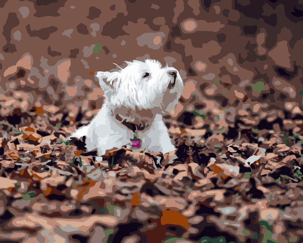 Vallende Bladeren en West Highland Terrier Schilderen op Nummers