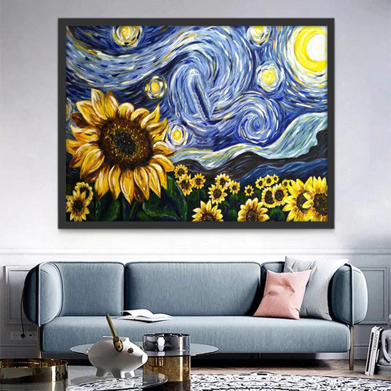 Van Gogh Sterrennacht en Chrysanten Schilderen op Nummers