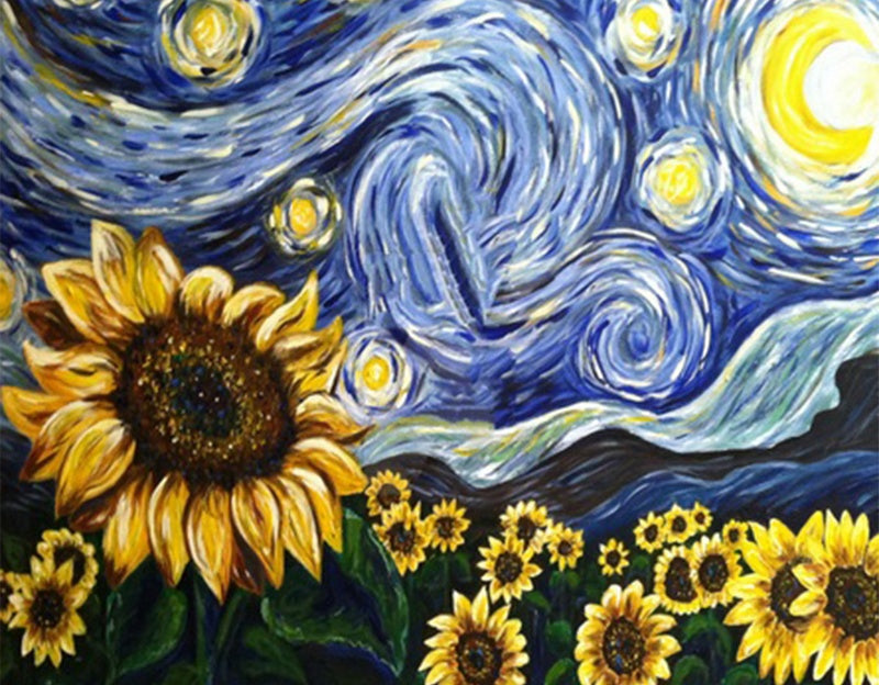 Van Gogh Sterrennacht en Chrysanten Schilderen op Nummers