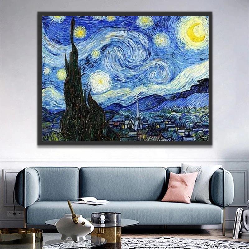 Van Gogh's Abstracte Sterrenhemel Schilderen op Nummers