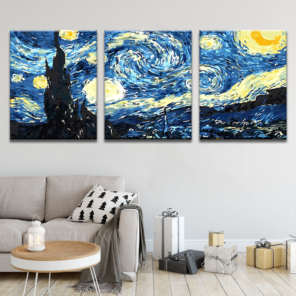 Van Goghs Sterrennacht 3 Platen Schilderen op Nummers