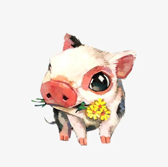 Varkentje met een Bloem Schilderen op Nummers4